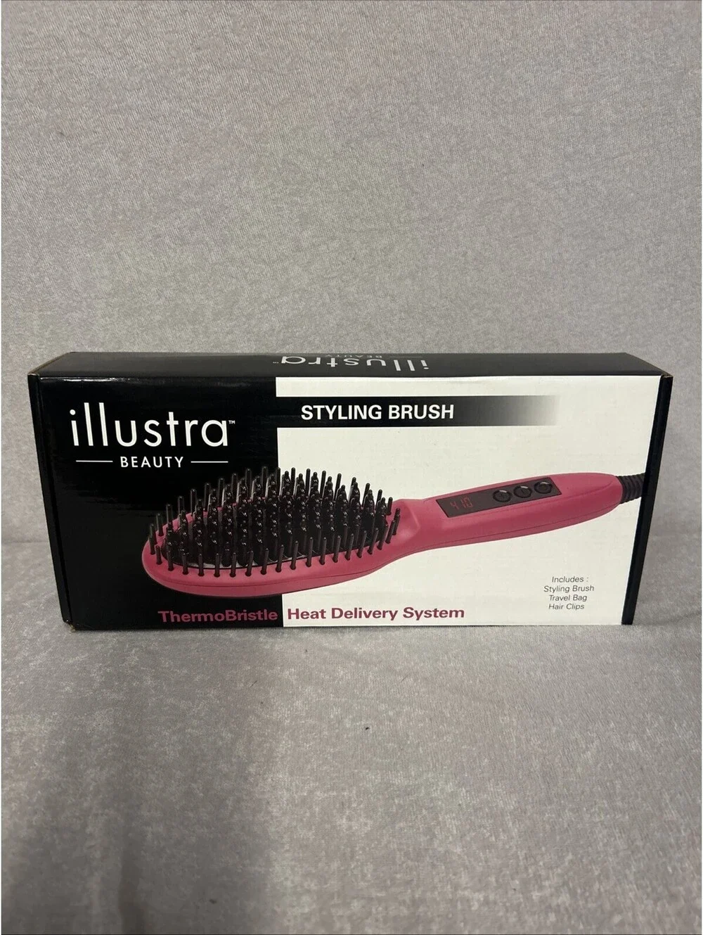 Illustra Beauty Purple Styling Brush, Clips &Bag~Digital Diplay~Max 410° New